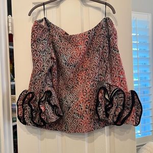 Alberto Makali off shoulder drama ruffle sleeve top with side zipper